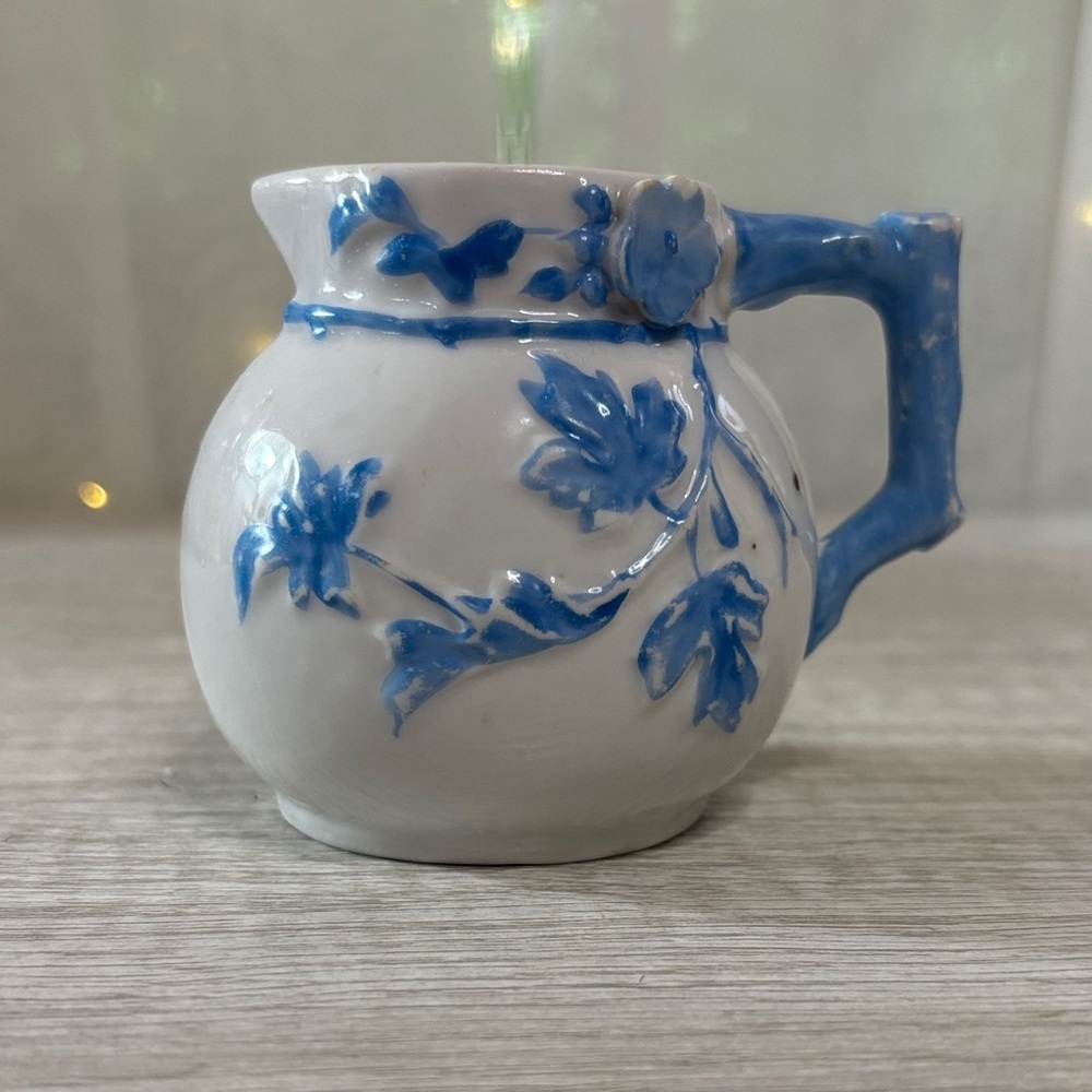 Blue and White Floral Ceramic Creamer